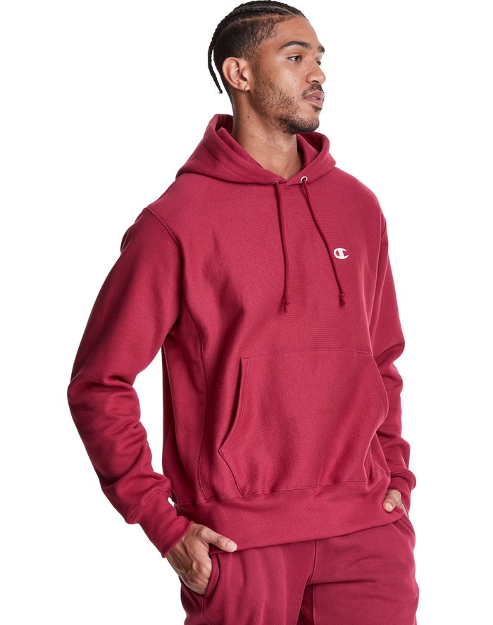 Champion Hoodie Heren - Rood - Reverse Weave C Logo ( 948027-MWE )